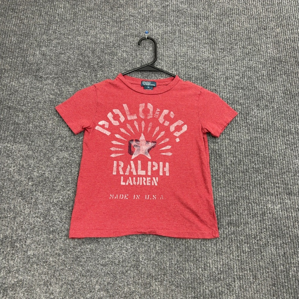 Polo Ralph Lauren T-Shirt Boys S Red Graphic Short Sleeve Americana Classic
